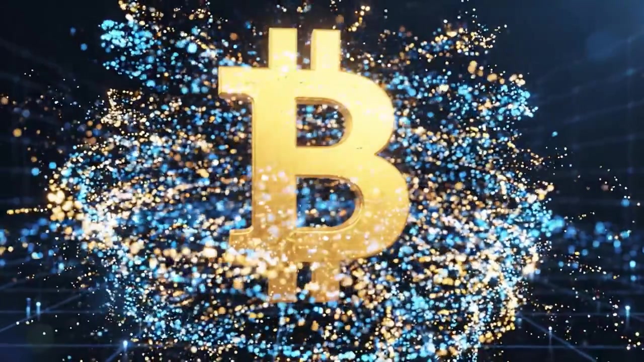 Illuminating the Future of Digital Currency with Bitcoin: Vibrant Colors and Dynamic Visuals in a High-Tech Network Featuring Golden Cryptocurrency Symbol