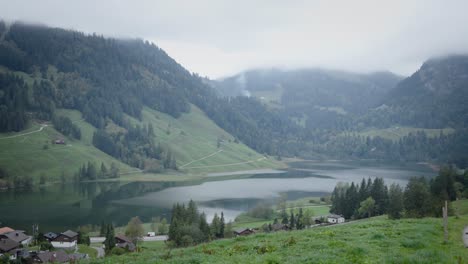 Fix-wide-shot-of-a-small-lake-in-calm-morning