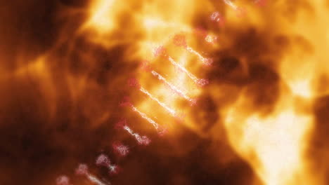 animación de la cadena de adn moviéndose sobre rastros de luz
