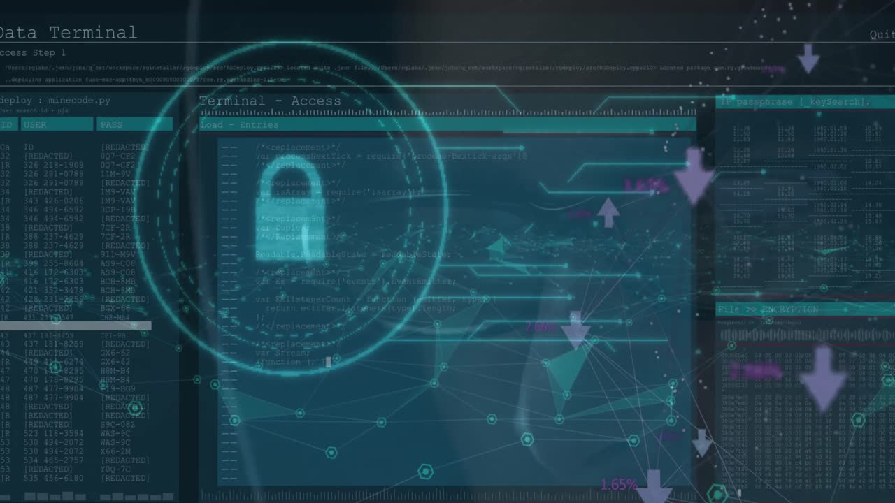 animación del icono de candado de seguridad y procesamiento de datos en primer plano de un hacker masculino