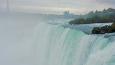 drone cinematic flyover niagara falls power waterfall river aerial