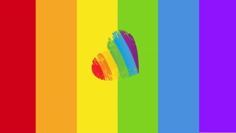animación del corazón del arco iris sobre el fondo del arco iris