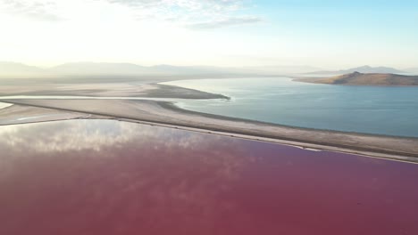 magical colorful landscape of great salt lakes and pink evaporation ponds, utah usa