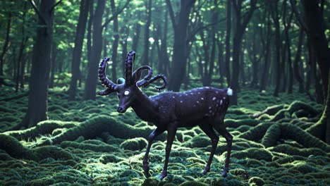 mystical forest deer with octopus horns