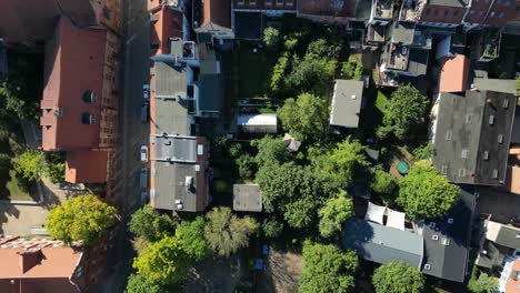 small street monastery and church square perfect aerial