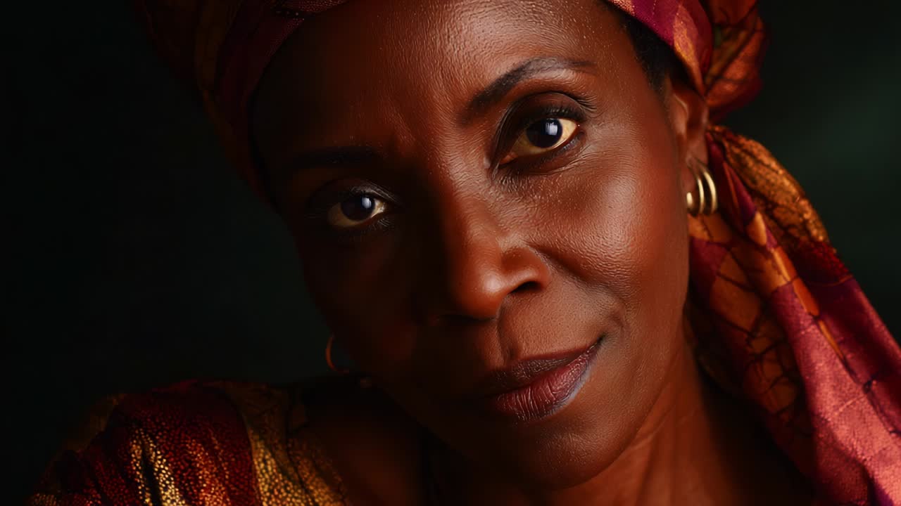 Portrait of a beautiful African woman wearing a headscarf