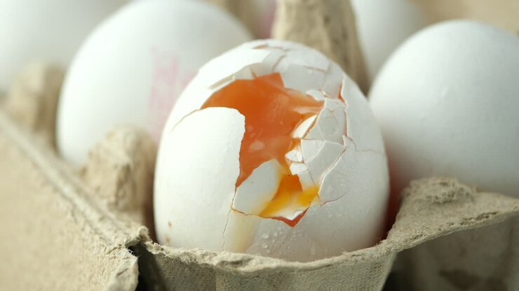 Broken Egg in Carton