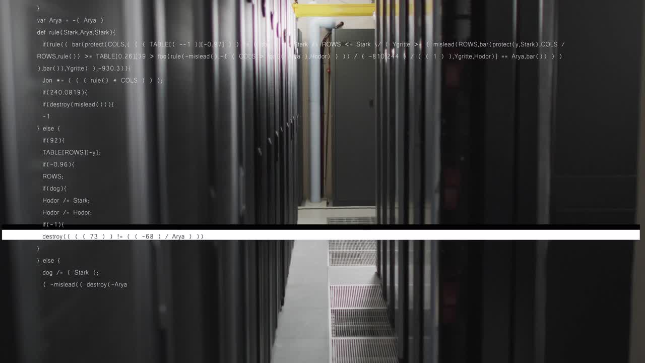 animación del procesamiento de datos a través de servidores informáticos