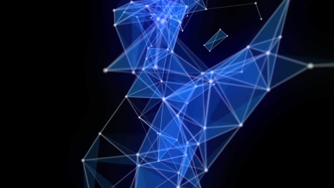 animación futurista del plexo con triángulos brillantes en cámara lenta, 4096x2304 bucle 4k
