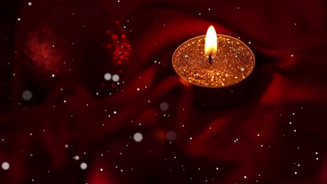 animación de manchas blancas de luz que se mueven sobre una vela de luz de té encendida, apagada
