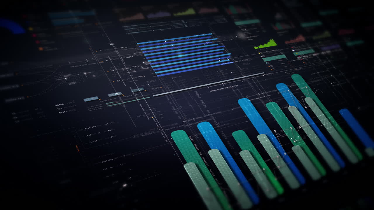 visuales de datos dinámicos para gráficos de información de negocios, gráficos animados e insights basados en datos para una maqueta de reunión de negocios. explore el mundo del comercio, las bolsas de valores y la criptografía