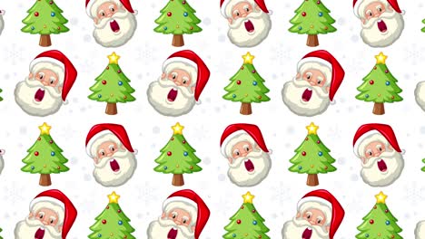 patrón animado con santa y árboles de navidad
