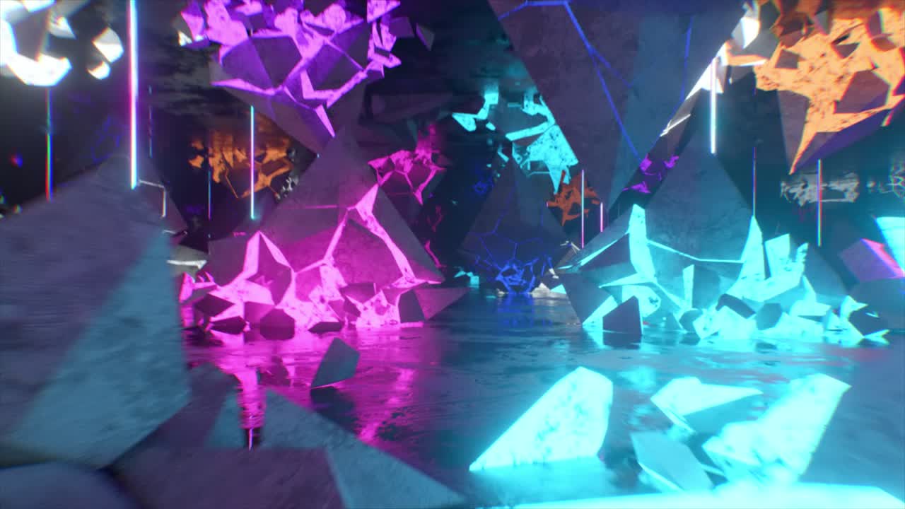 네온 동굴 - 사이버 크 추상 예술