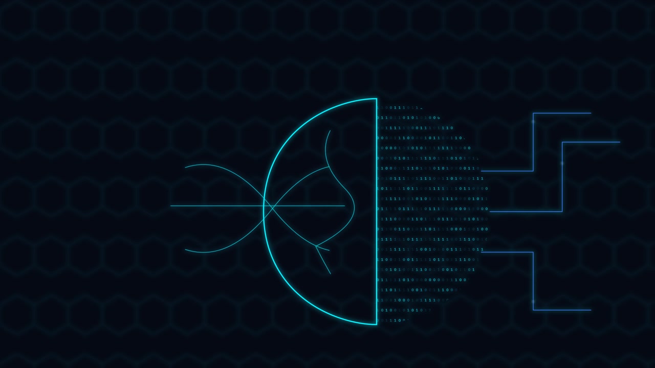 Digital Abstract Animation of Binary Data and Geometric Lines