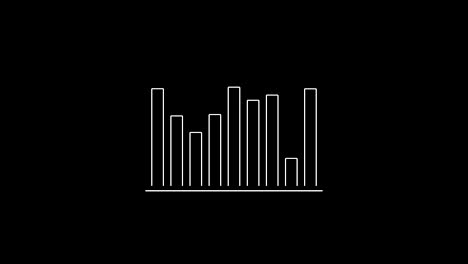 animation of bar graph with white outline and fluctuating up and down on black backdrop.