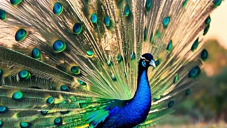 peacock with its tail feathers spread