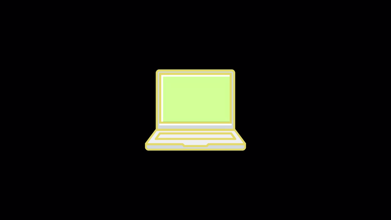 Icona animata di un laptop che ruota su sfondo nero