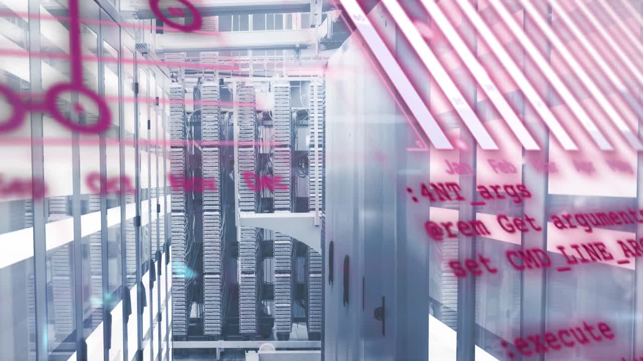 animación de gráficos, globos y lenguaje informático a través de sistemas de servidores de datos