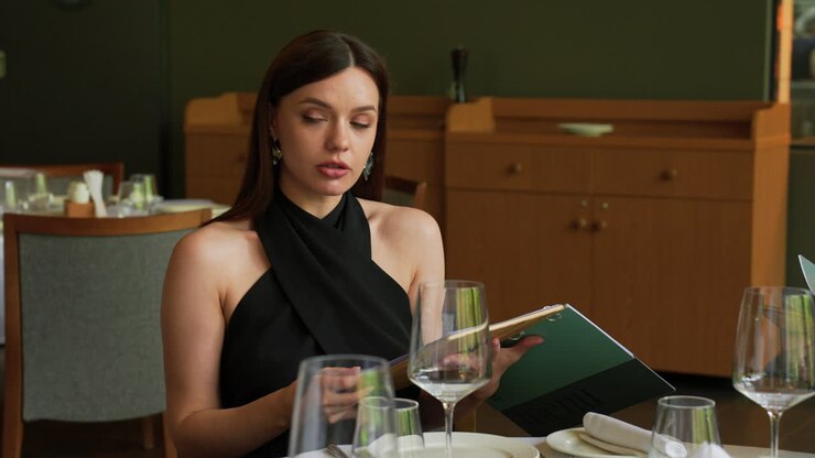 Woman sitting on the restaurant