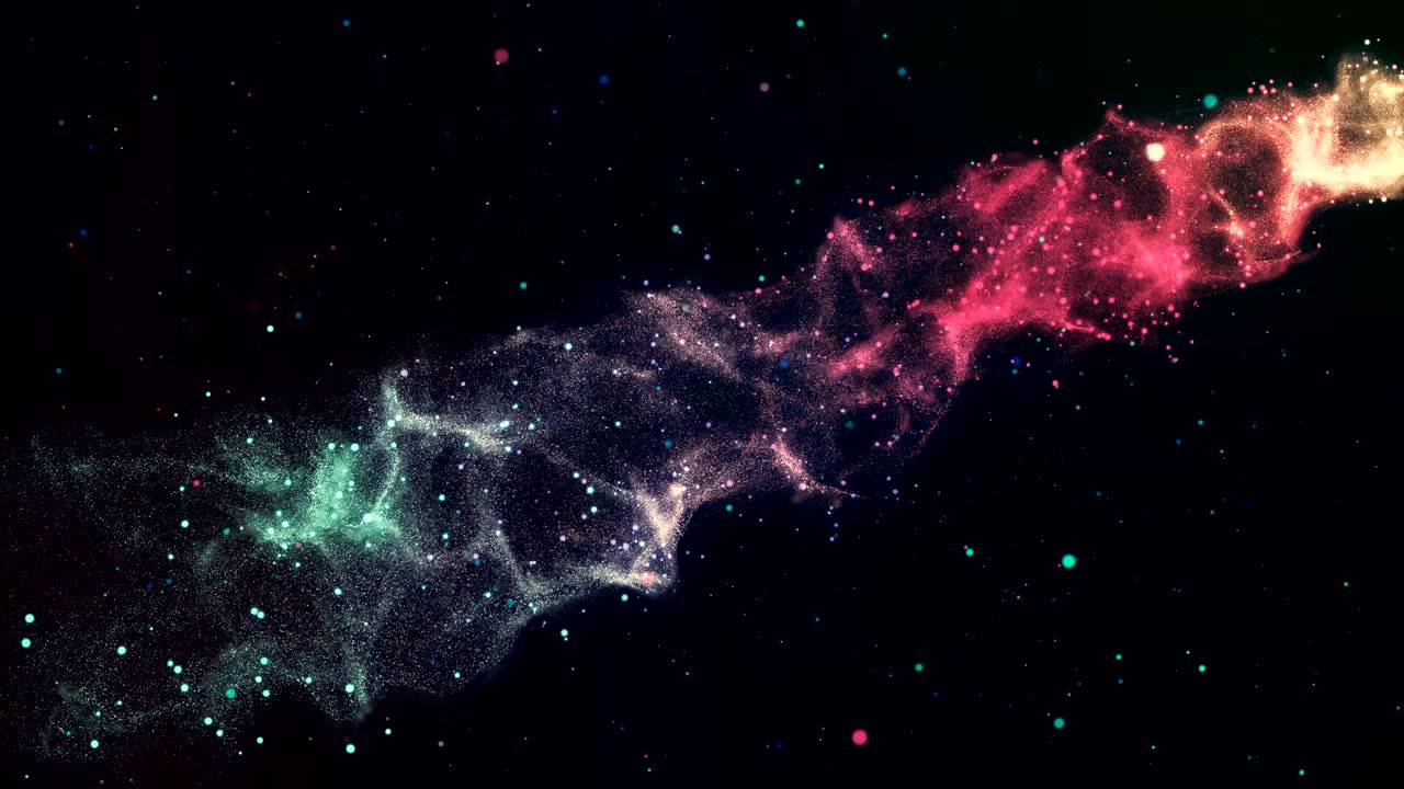 Animazione 3D di nebulosa rossa colorata con stelle, nubi spaziali e gas