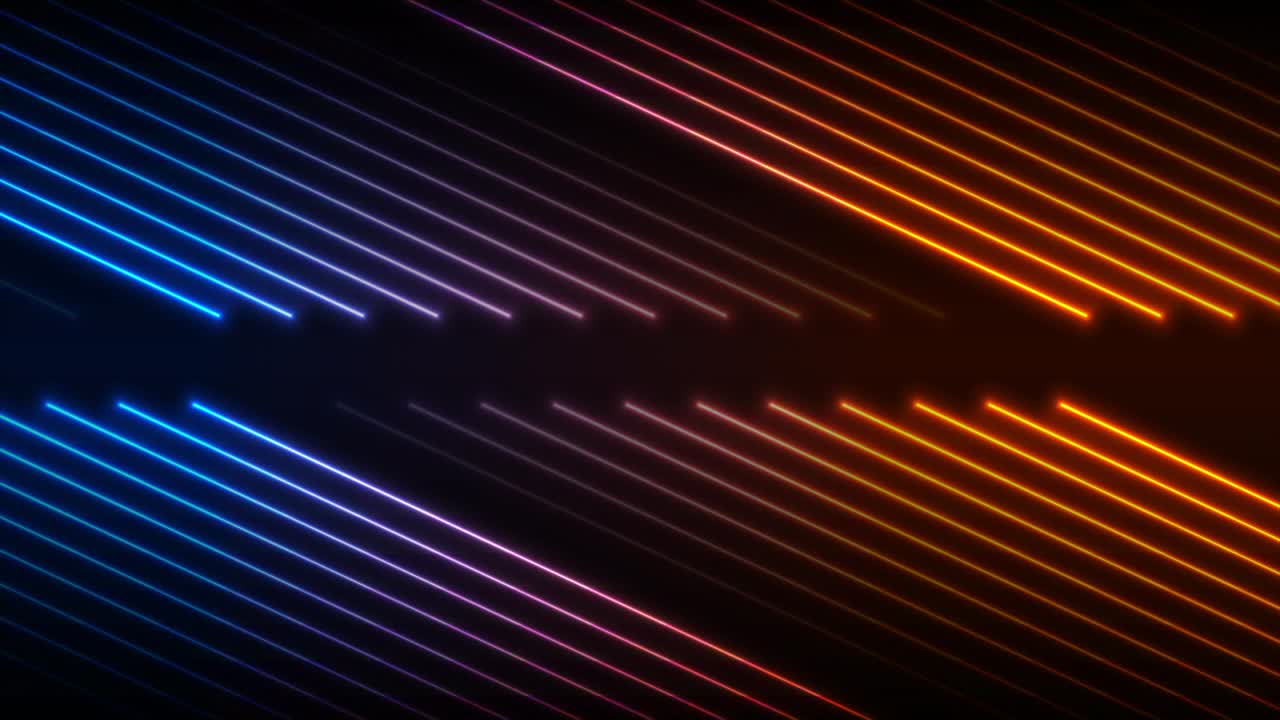 líneas de láser brillantes de neón azul y naranja fondo de movimiento futurista