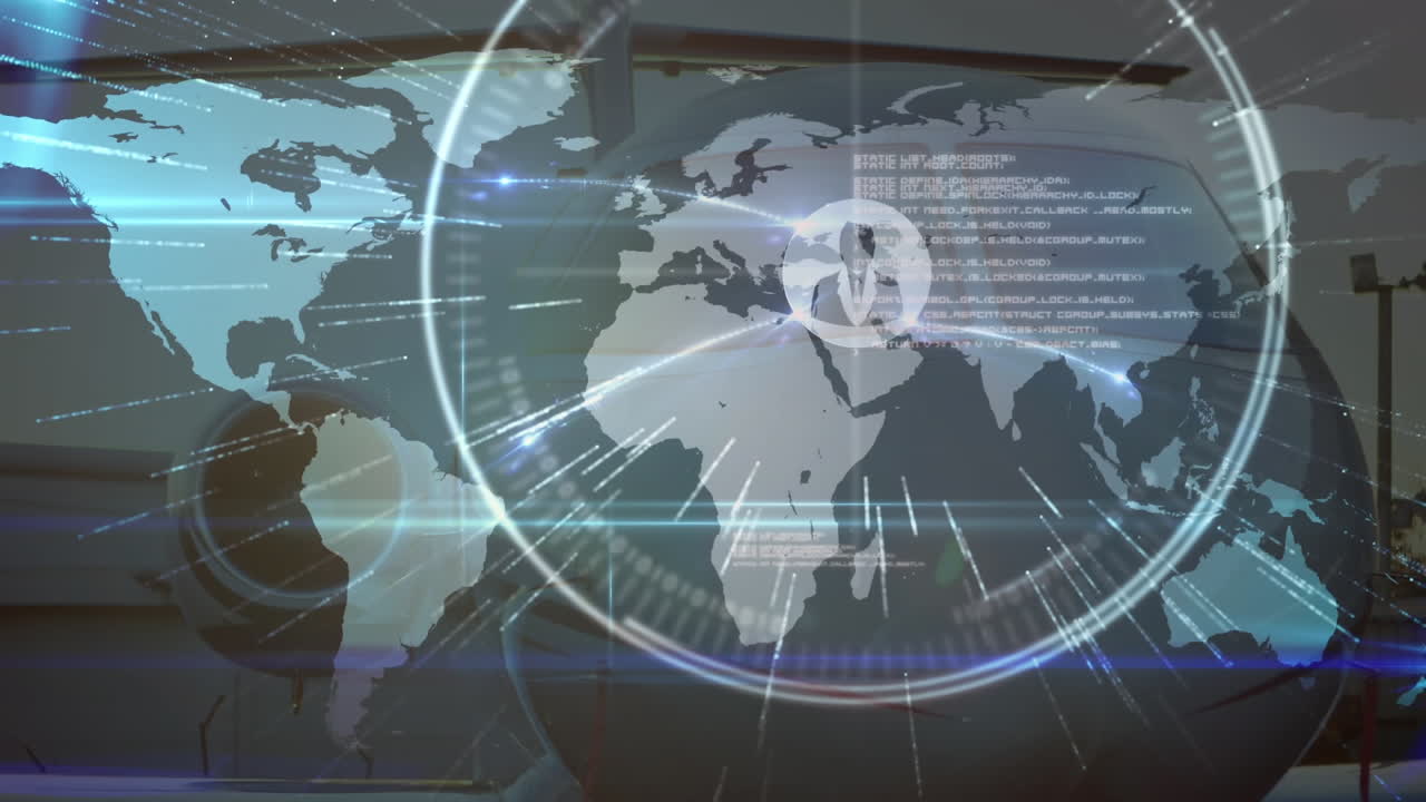 공항 활주로에 있는 개인 제트기에 대한 세계 지도 위의 프로필 아이콘 네트워크