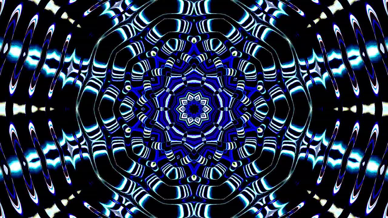 hermoso caleidoscopio abstracto que brilla, una luz radiante que regula los movimientos sutiles