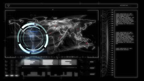 animación del escaneo del alcance y el procesamiento de datos sobre fondo negro