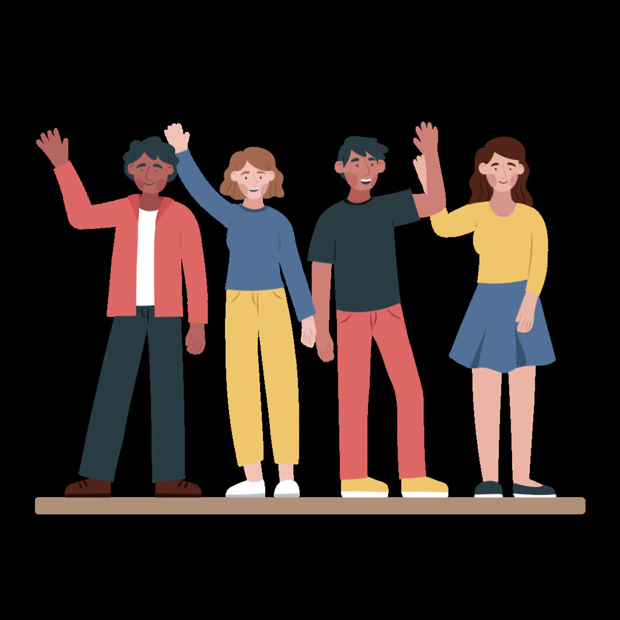 Group of Diverse Friends Greeting