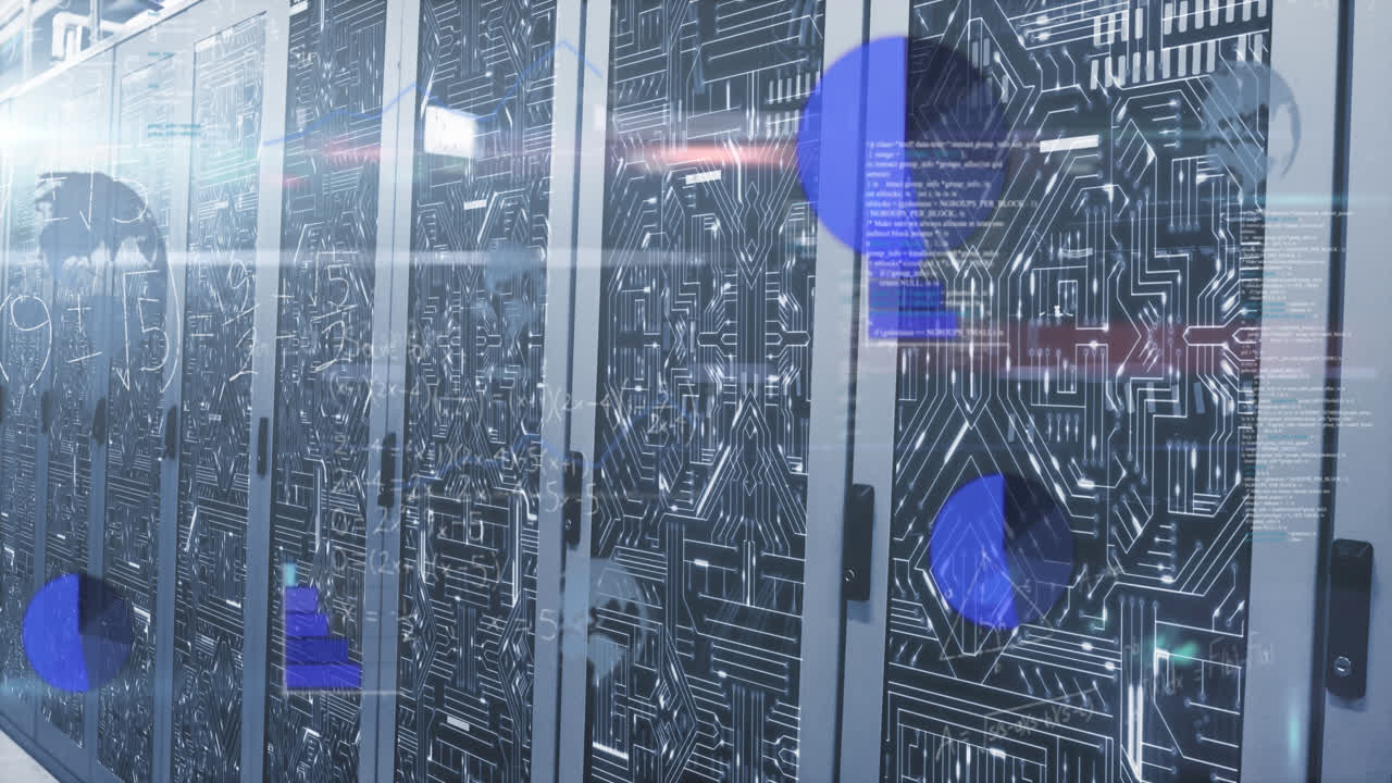 Animation of data processing over server room