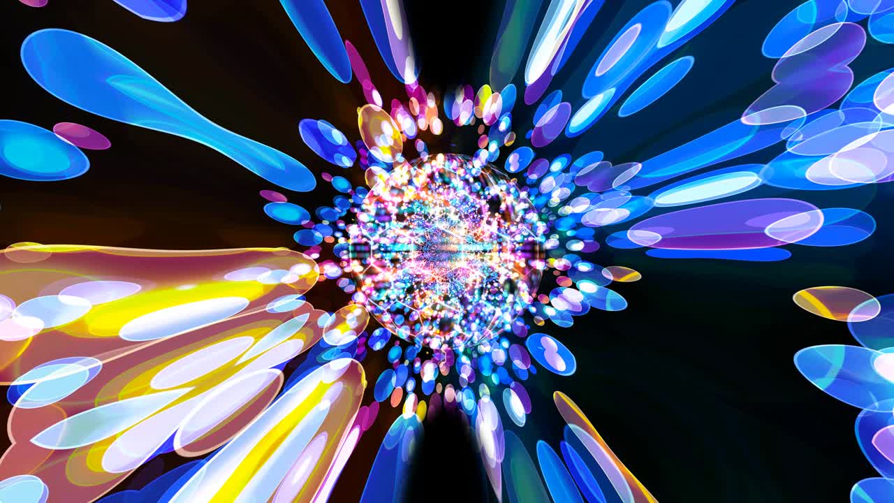 hexágono tecnología futurista en esfera bola visualización onda superficie digital arco iris oscuro araña reducir el tamaño borrón burbuja dimensión de reflexión bokeh fondo de la pantalla