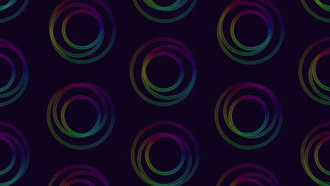 a vibrant and symmetrical pattern of colorful circles overlapping in a circular arrangement on a black background, creating a visually captivating and versatile design element