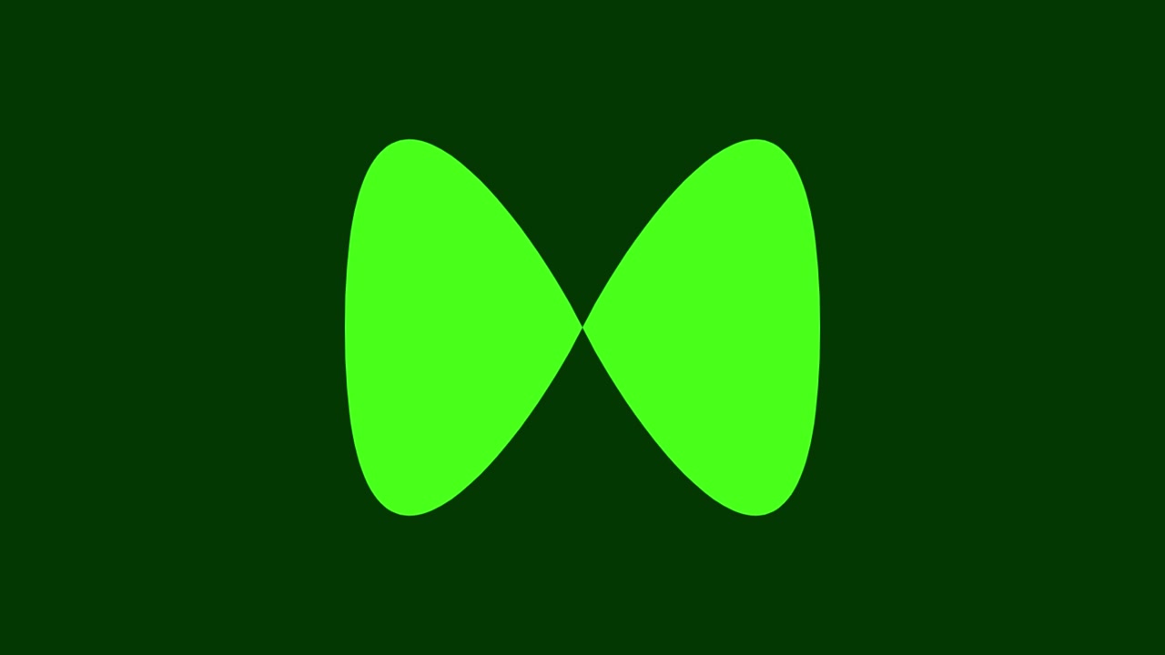 Abstract green geometric object animation with mirrored curved shapes on dark background creating futuristic minimal motion graphic visuals