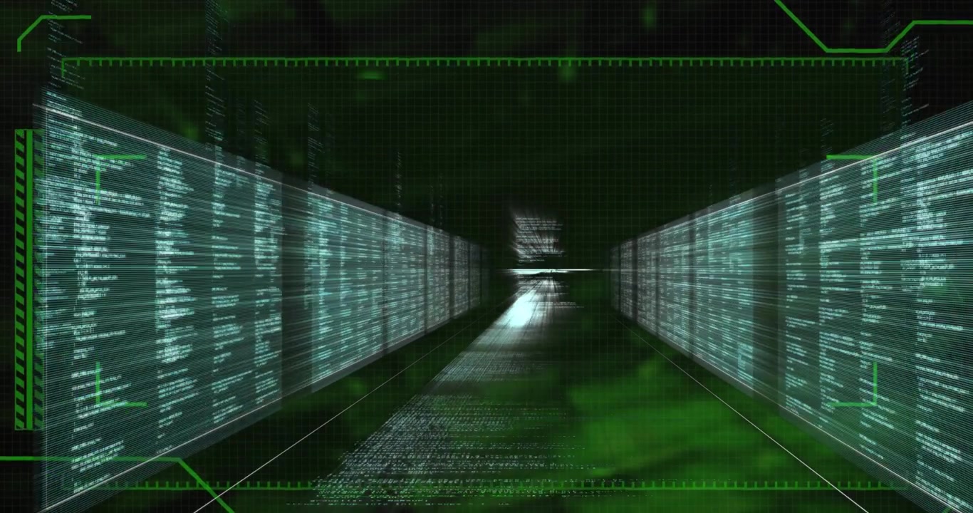 Data processing animation with global tech connections theme