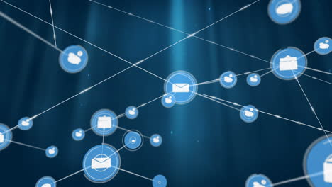 Animation of network of connections with email icons