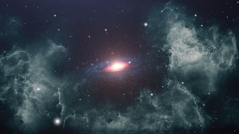 4k universo, galaxia y nubes nebulosas grises moviéndose en el espacio