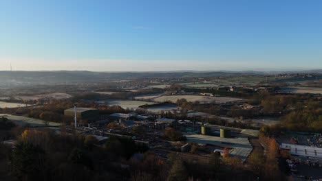 a drone's-eye view captures dewsbury moore council estate's fame, a typical uk urban council-owned housing development with red-brick terraced homes and the industrial yorkshire