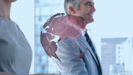 animación del globo y procesamiento de datos sobre el apretón de manos