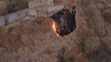 Epic-aerial-view-of-smoking-wild-fire