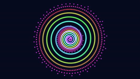 esfera espiral futurista con destellos de neón y líneas en la galaxia negra