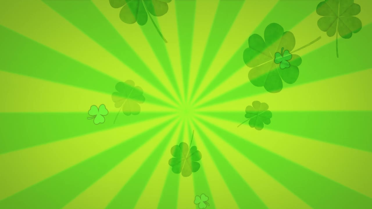 Animazione di icone a trifoglio su sfondo verde