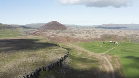 beautiful view of iceland landscape with sunshine at gerðuberg cliff