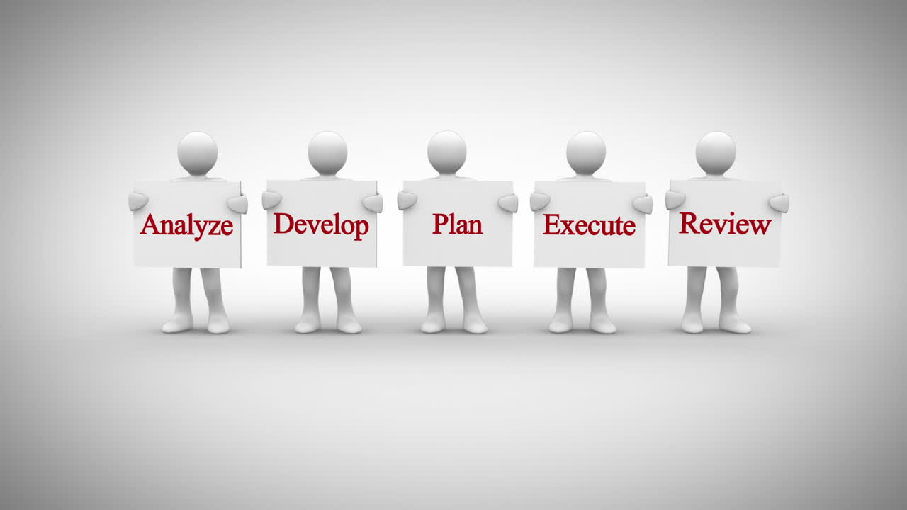 비즈니스 용어를 말하는 표지판을 보여주는 색 문자