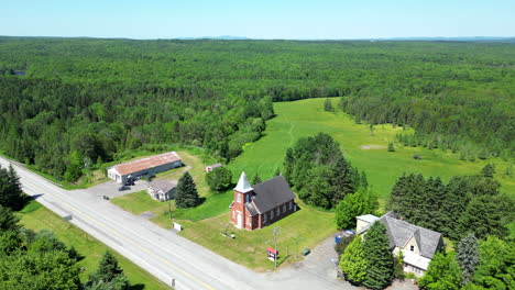 landscape drone shot in estrie quebec canada