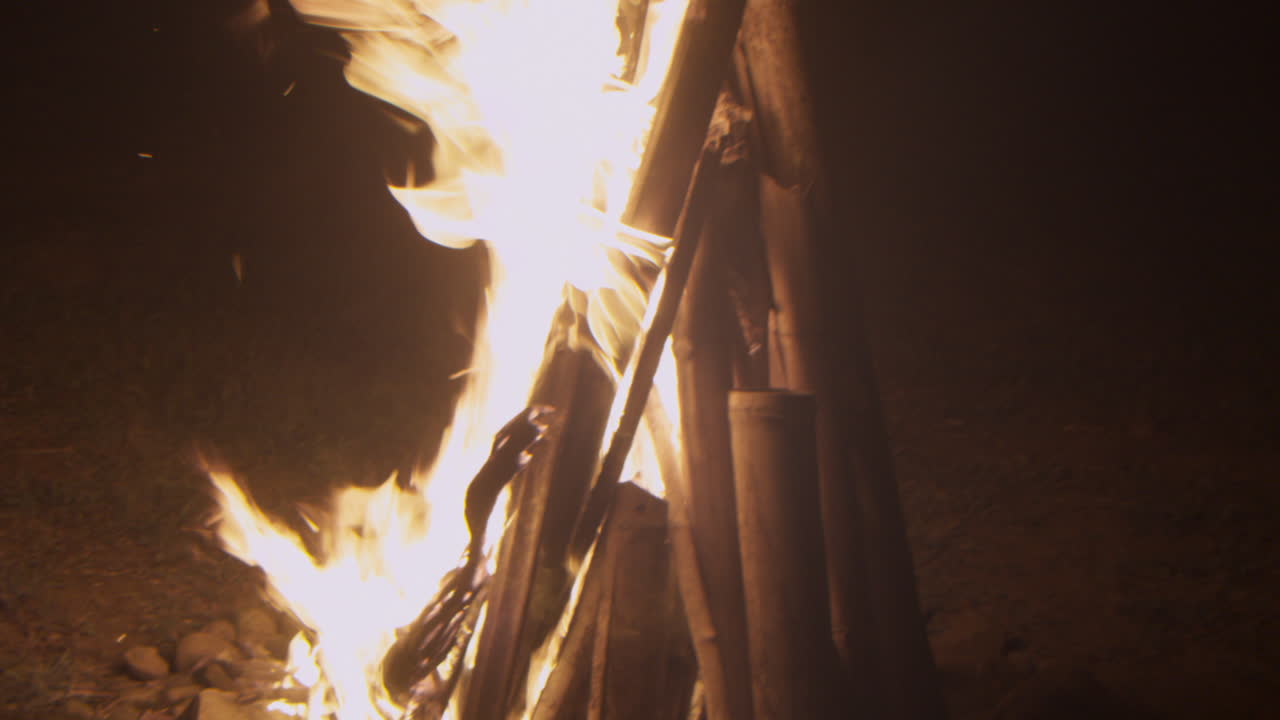 Bonfire on a cold, shaky, dark night in the middle of nowhere.