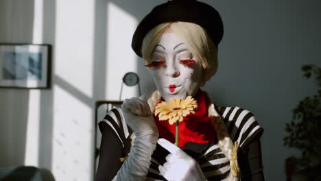 mime with a flower