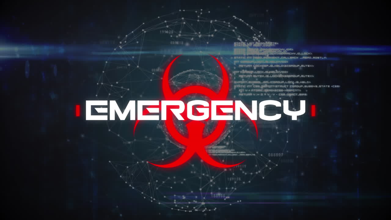 animación del texto de advertencia de covid 19 sobre el procesamiento de datos y el globo