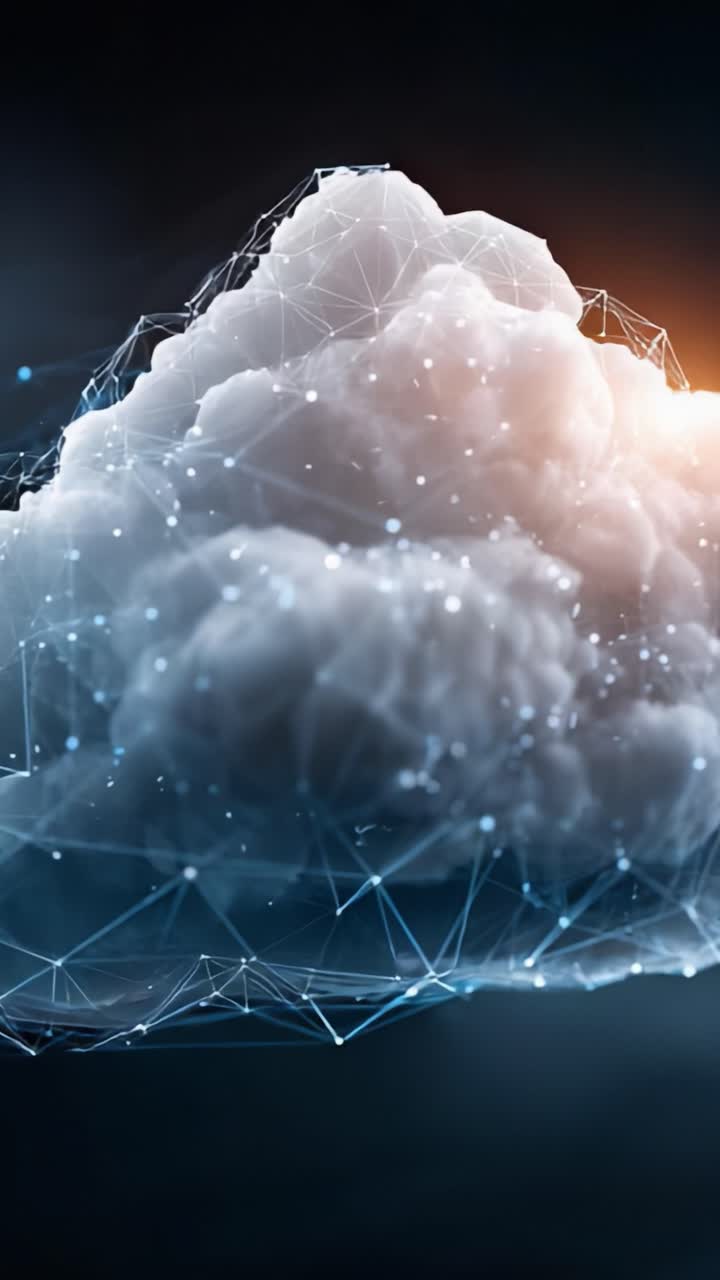A Stunning Visual Depiction of a Futuristic Cloud, Merging Natural Elements with Digital Connections, Radiating Light and Complexity to Represent Modern Technology