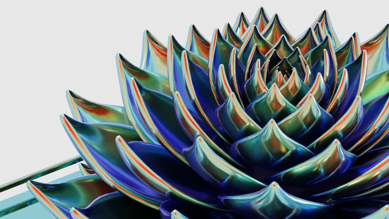 색 배경에 빛나는 금속 꽃 로토