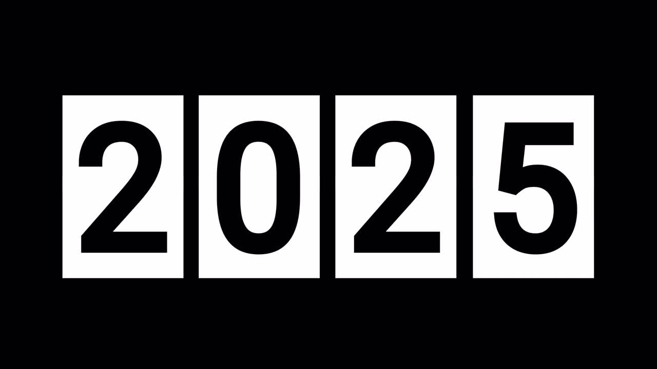 Animazione di contatore digitale a scorrimento che mostra l'anno 2026